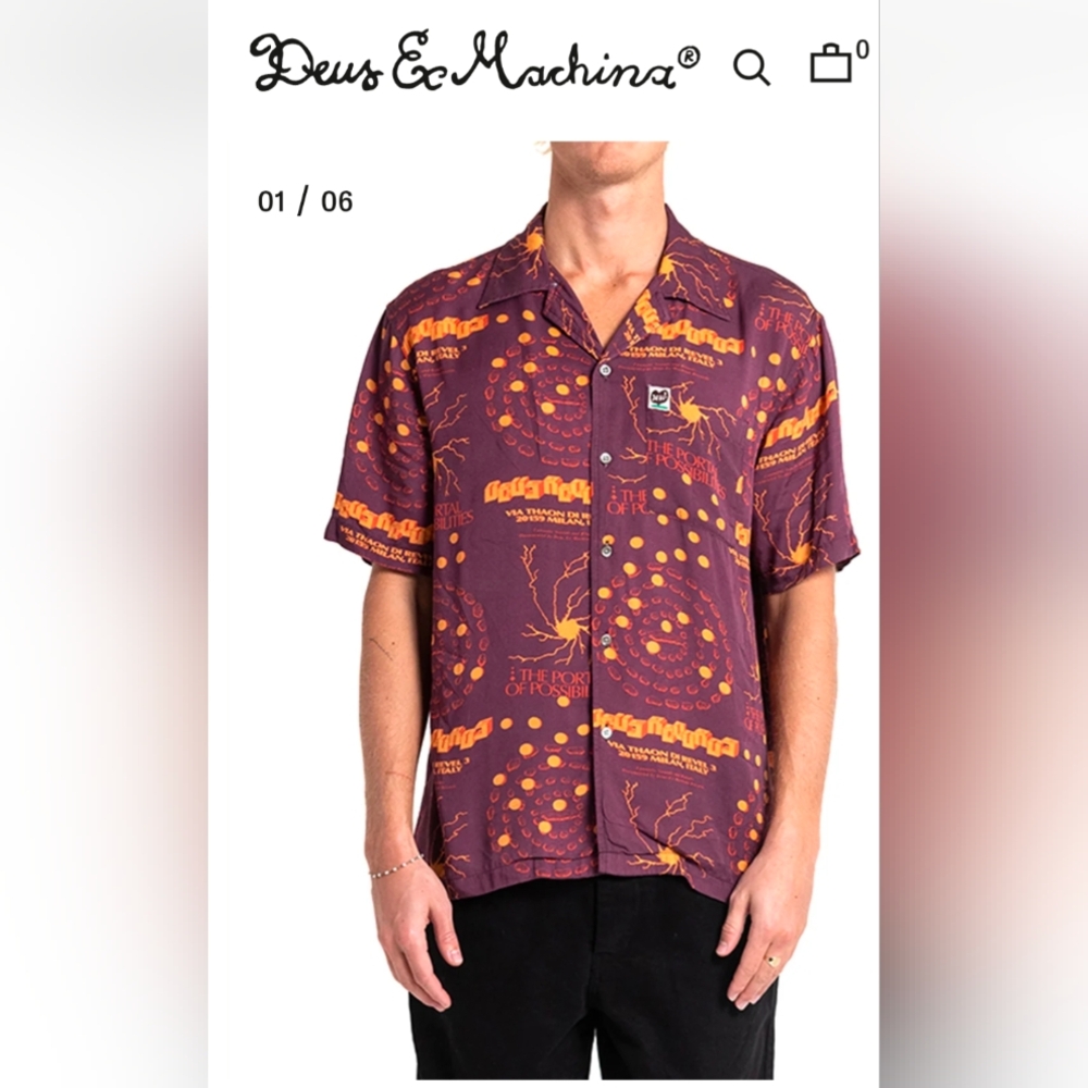 Deus Ex Machina • Smithson Short Sleeve Maroon Shirt Size Large NWT